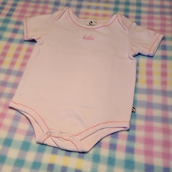 ABSORBA ♡ Thick Cotton Pink Onesie w/Embroidered Pink Stitched Bébé 'n Trim 6-9M - Picture 4 of 17